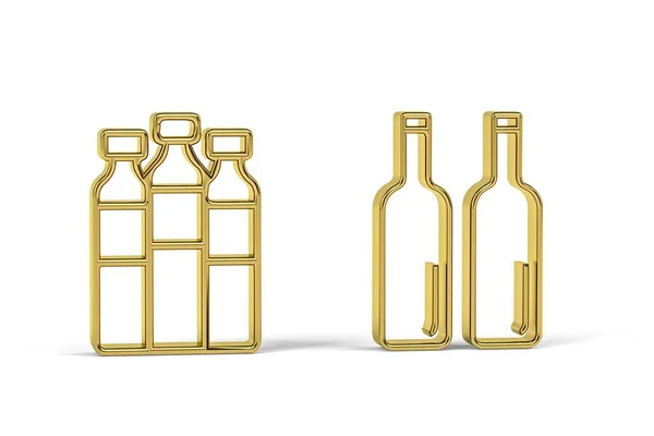 白色背景上隔离的金色3D瓶子图标 3D渲染 — 图库照片