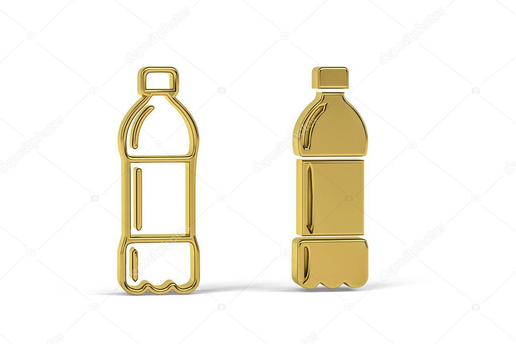 Golden 3d bottle icon isolated on white background - 3d render