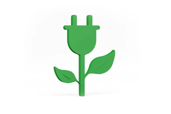 Driedimensionaal Pictogram Groene Energie Geïsoleerd Een Witte Achtergrond Render — Stockfoto