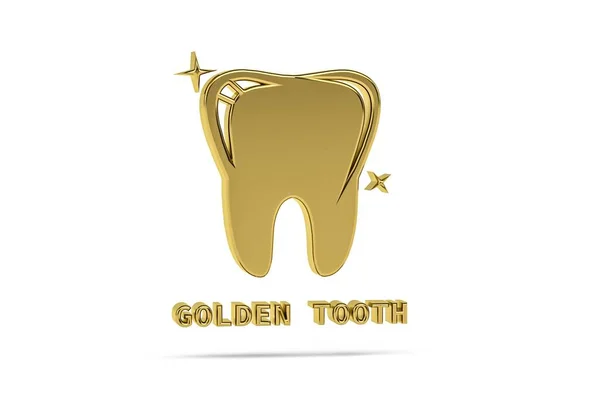 Goldenes Zahnsymbol Isoliert Auf Weißem Hintergrund Renderer — Stockfoto