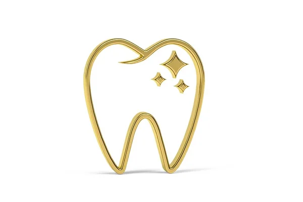 Golden Icona Del Dente Isolato Sfondo Bianco Rendering — Foto Stock