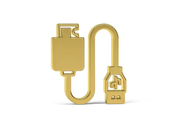 Ícone Dourado Leitor Cartões Usb Isolado Fundo Branco Renderização — Fotografia de Stock