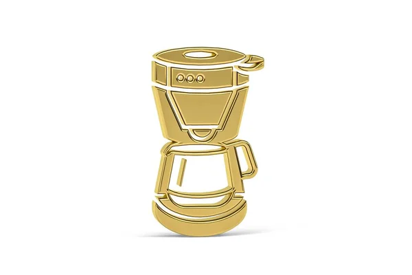 Золотой Кофеварка Значок Белом Фоне Рендеринг — стоковое фото