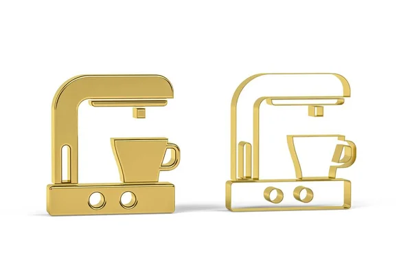 Золотой Кофеварка Значок Белом Фоне Рендеринг — стоковое фото