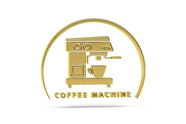 Zlatý Kávovar Ikona Izolované Bílém Pozadí Vykreslení — Stock fotografie