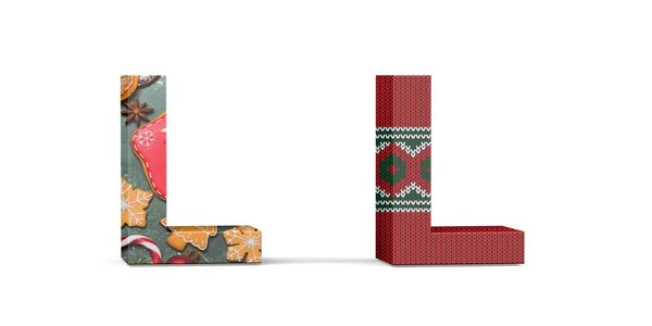 Lettre Noël Deux Lettres Tridimensionnelles Avec Des Textures Avec Des — Photo