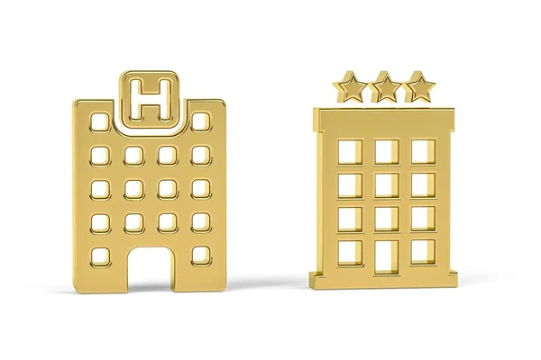 Golden Hotell Ikon Isolerad Vit Bakgrund Render — Stockfoto