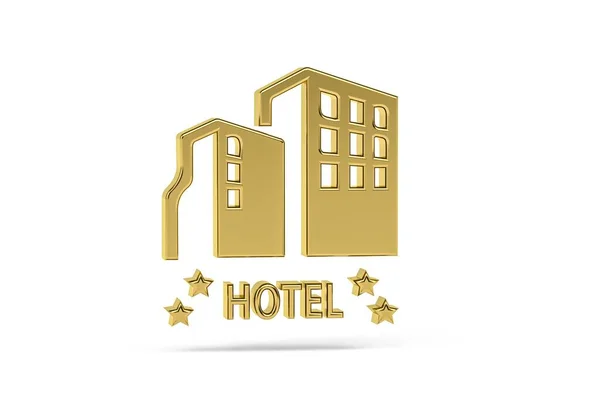 白色背景的金色3D酒店图标 3D渲染 — 图库照片