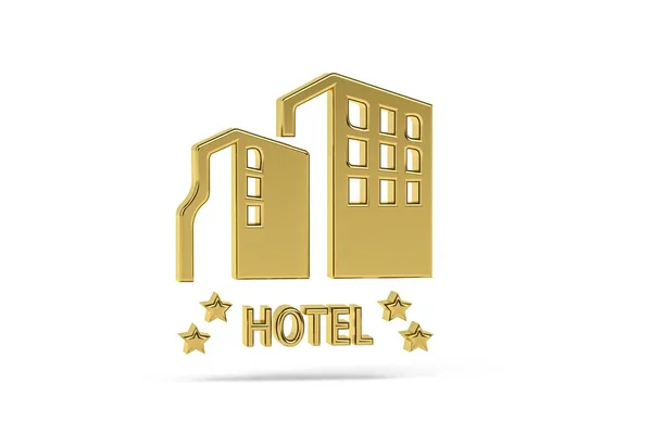 Icono Hotel Dorado Aislado Sobre Fondo Blanco Render — Foto de Stock