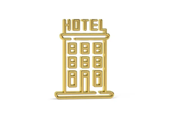 Goldenes Hotelsymbol Isoliert Auf Weißem Hintergrund Renderer — Stockfoto
