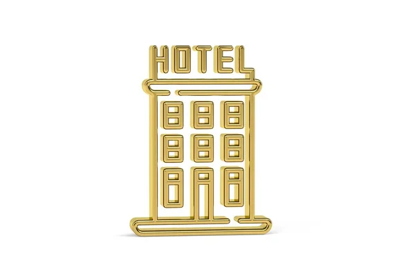 Golden Hotel Icon Isolated White Background Render — Stock Photo, Image