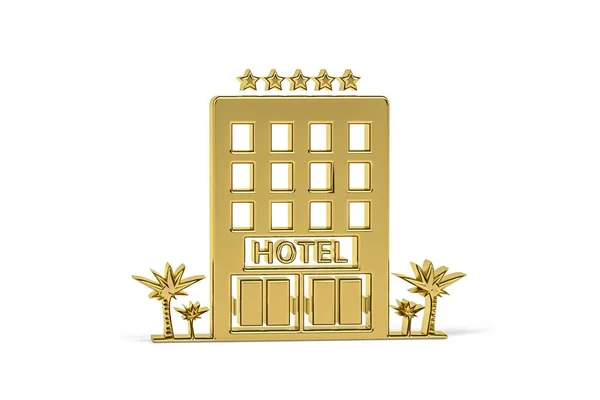 Golden Hotel Ikon Elszigetelt Fehér Háttér Render — Stock Fotó