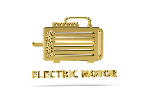 Zlatý Elektrický Motor Ikona Izolované Bílém Pozadí Vykreslení — Stock fotografie