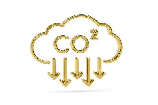 Golden Co2 Emissiepictogram Geïsoleerd Witte Achtergrond Render — Stockfoto