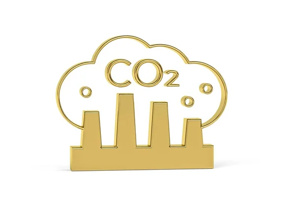 Golden Co2 Emissiepictogram Geïsoleerd Witte Achtergrond Render — Stockfoto