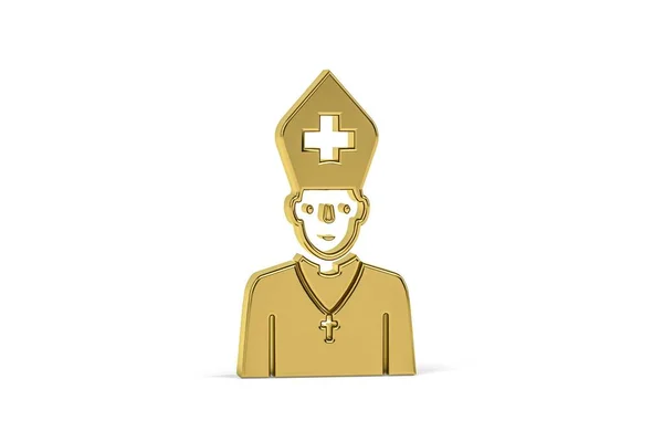 Ícone Dourado Papa Isolado Fundo Branco Renderização — Fotografia de Stock