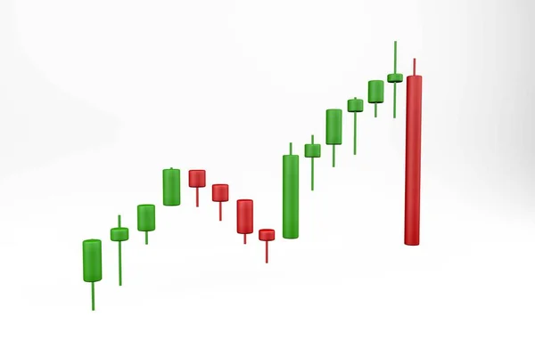Illustration Tredimensionell Röd Grön Ljusstake Diagram Vit Bakgrund Render — Stockfoto