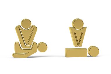 Beyaz arkaplanda izole edilmiş Altın 3d canlandırma simgesi - 3B oluşturma