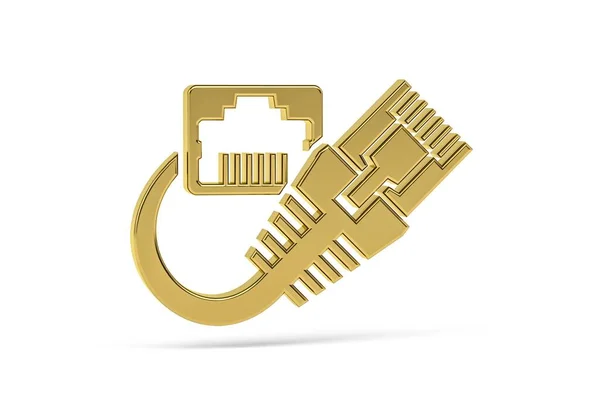 Golden Rj45 Icon Isolated White Background Render — Stock Photo, Image