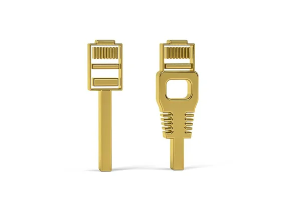 Ícone Dourado Rj45 Isolado Fundo Branco Renderização — Fotografia de Stock