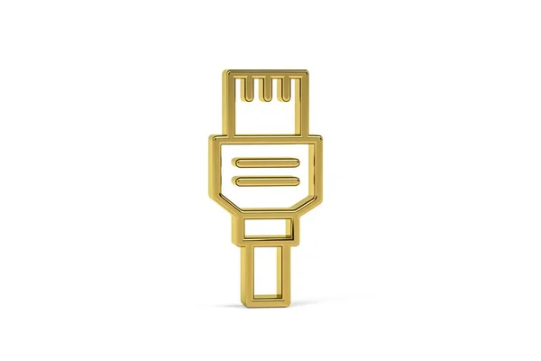 Ícone Dourado Rj45 Isolado Fundo Branco Renderização — Fotografia de Stock