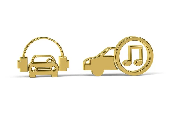 Goldenes Auto Audio Symbol Isoliert Auf Weißem Hintergrund Renderer — Stockfoto