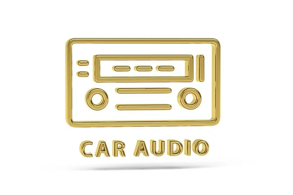 Золотая Автомобильная Аудио Иконка Выделена Белом Фоне Рендеринг — стоковое фото