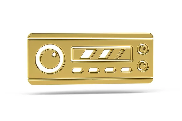 Golden Auto Audio Pictogram Geïsoleerd Witte Achtergrond Render — Stockfoto