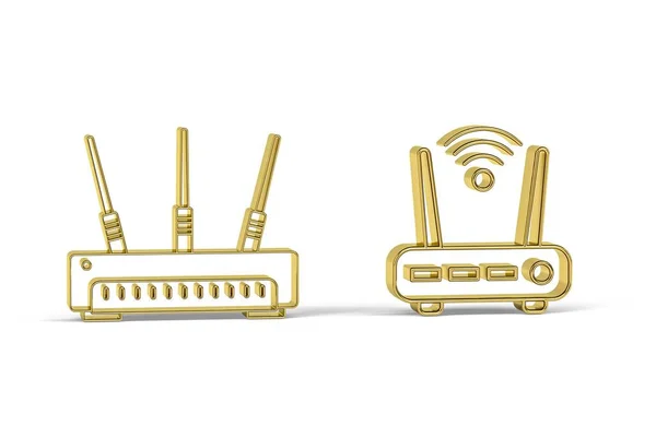 Goldenes Router Symbol Isoliert Auf Weißem Hintergrund Renderer — Stockfoto
