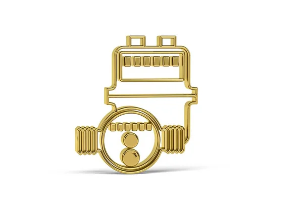 Goldenes Gaszähler Symbol Isoliert Auf Weißem Hintergrund Render — Stockfoto