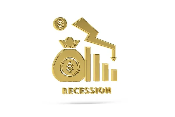 Golden Economic Recession Icon Isolated White Background Render — Stock Photo, Image