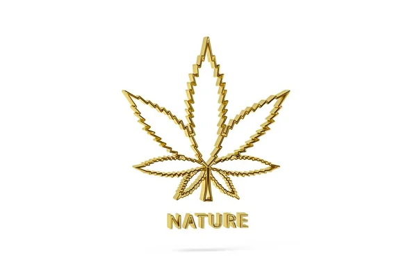 Goldenes Medizinisches Marihuana Symbol Isoliert Auf Weißem Hintergrund Render — Stockfoto