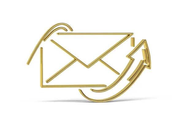 Golden Message Icon Isolated White Background Render — Stock Photo, Image