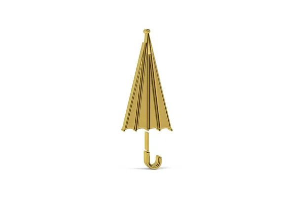 Goldenes Regenschirm Symbol Isoliert Auf Weißem Hintergrund Renderer — Stockfoto