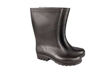 Bahçe Ayakkabıları - Beyaz arka planda izole edilmiş bahçıvanlık işleri için siyah yüksek çizmeler