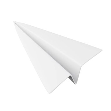 Kağıt uçak yüksek kalite 3D çizim. Gezinti ve başlangıç konsepti simgesi.