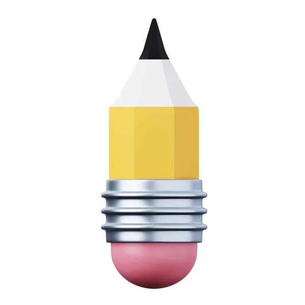 Короткий желтый карандаш с розовым ластиком высокого качества. — стоковое фото