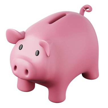Pembe şirin domuz kumbarası yüksek kalite 3D çizim resimleme simgesi.