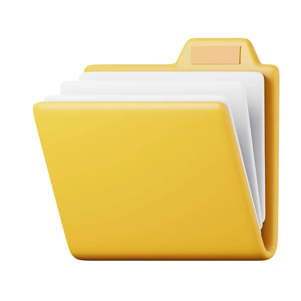 Полная папка документов представляет собой высококачественную трехмерную иллюстрацию. иконка компьютера для организации и защиты файлов. — стоковое фото