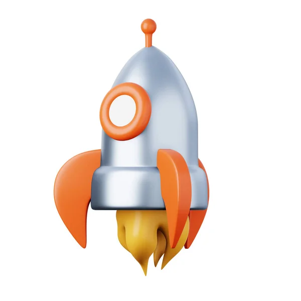 Nave de foguete espacial ícone de ilustração de renderização 3D de alta qualidade. — Fotografia de Stock