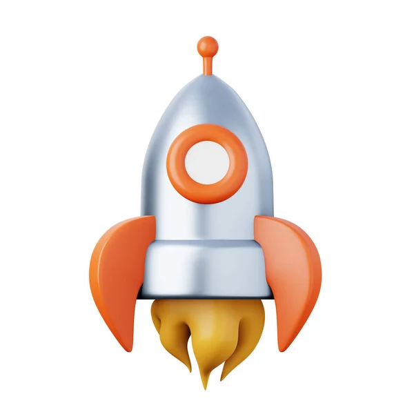 Space rakéta hajó kiváló minőségű 3D render illusztráció ikon. — Stock Fotó