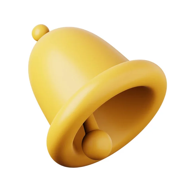 Желтый колокольчик высокое качество 3D визуализации иконка уведомления. Стоковое Изображение