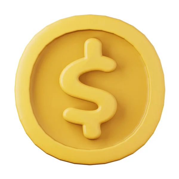 Moneta dolarowa wysokiej jakości 3D renderowania ilustracji. Ikona koncepcji finansów. — Zdjęcie stockowe
