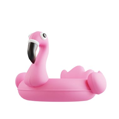 Şişirilebilir pembe karikatür 3D flamingo çizimi.