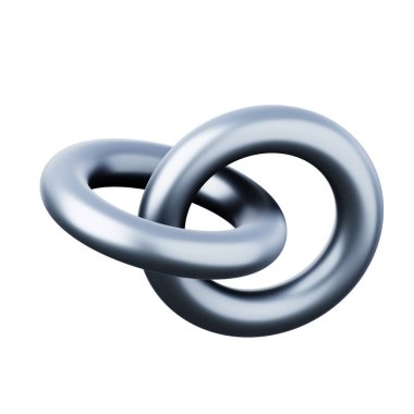 Metal zincir yüksek kalite üç boyutlu çizim illüstrasyonunu birbirine bağlar. Bağlantı takımı iş konsepti simgesi.