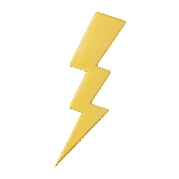 Žlutý kreslený styl blesk blesk vysoce kvalitní 3D vykreslení ikona. — Stock fotografie
