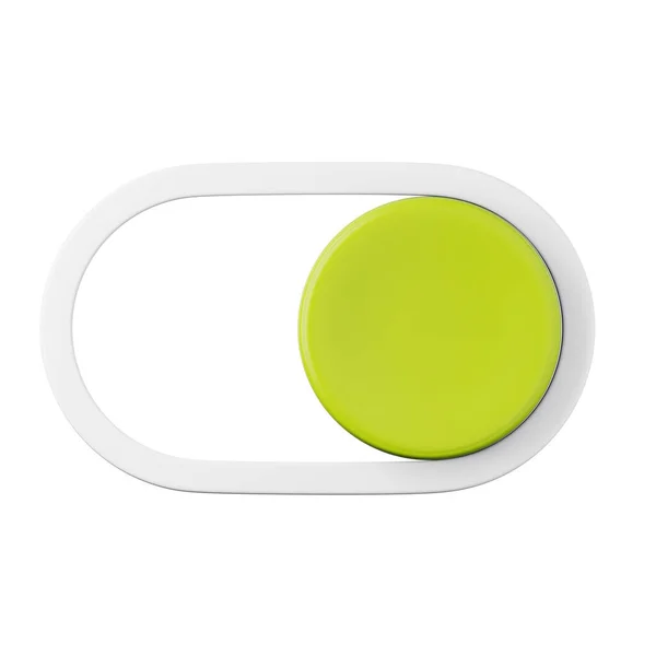 Activez le bouton vert sur l'icône de conception d'application d'illustration de rendu 3D de haute qualité. — Photo