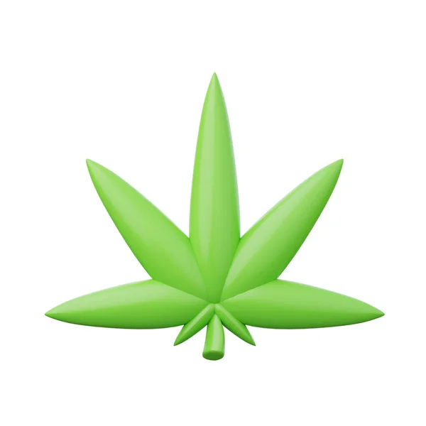 Cannabislöv. Medicinskt ogräs 3d render illustration ikon. — Stockfoto