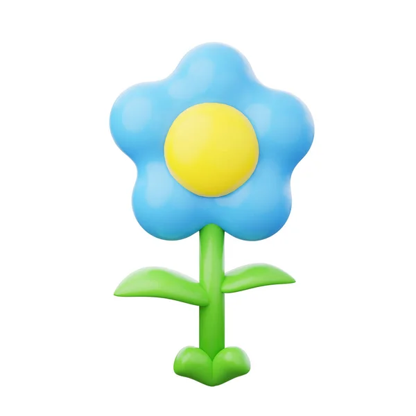 Flor azul 3d render ilustración. —  Fotos de Stock