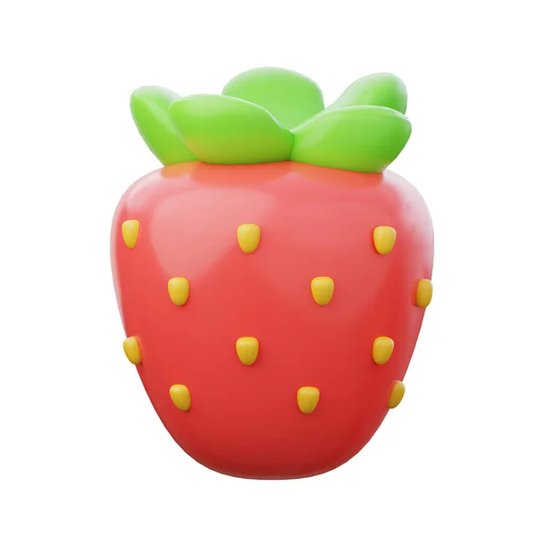 Ilustrasi red strawberry 3d masak. — Stok Foto